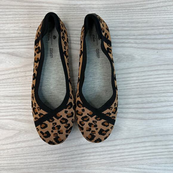 Clarks Carly Wish Leopard Print Ballet Flats WMNS US7.5M Dark Tan Comfort Shoes - Picture 7 of 9